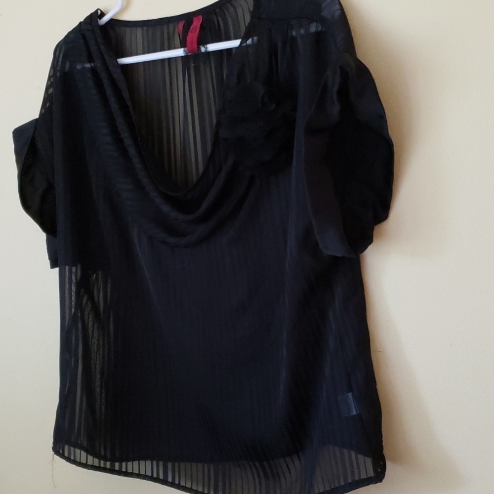 Maurices Sheer black striped skirt sleeved top